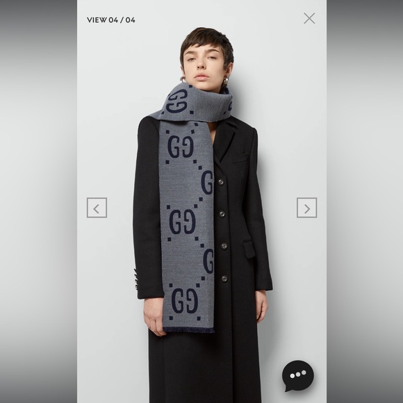 🍂BRAND NEW WITH BOX Gucci GG Jacquard Wool Silk Scarf (Thick) Red/Blue - Picture 13 of 14